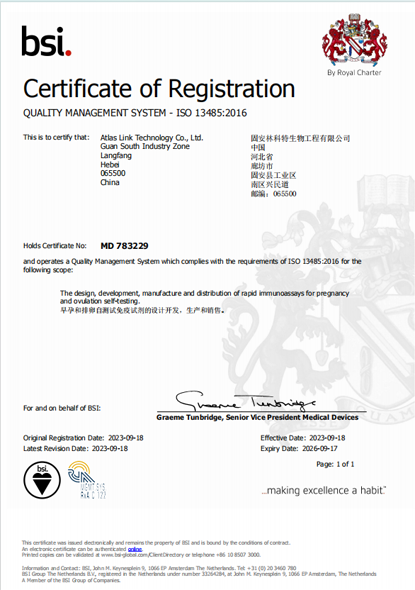  BSI Certificate of Registration for Quality Management System